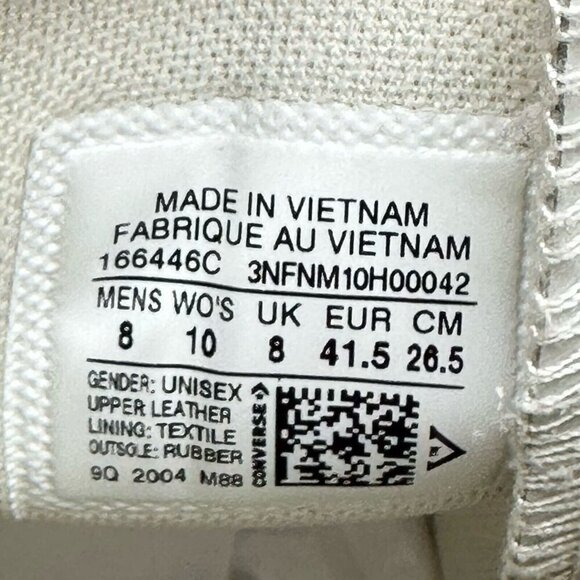 Converse Shoes M8 W10 Chuck Taylor All Star Low Sneakers Leather Beige 166446C - Picture 12 of 12